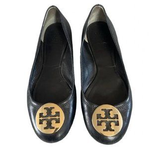 Tory Burch Logo Leather Ballet Flats